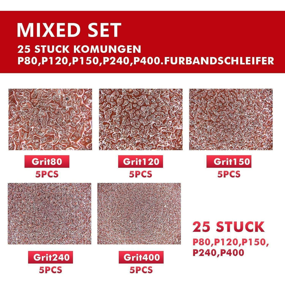 Schleifbänder 100x610mm Set 25 Stück verschiedene Körnungen