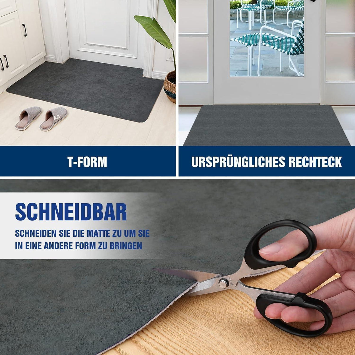 Schmutzfangmatte 90x200cm - Superdünn & Saugfähig für Innenräume