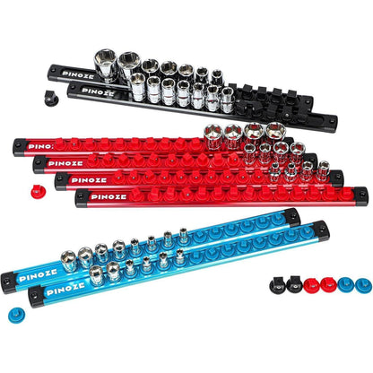 Magnetischer Steckschlüsselhalter-Organizer-Set, 1/4, 3/8, 1/2 Zoll, Blau