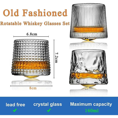 Kristall Whiskygläser 2er Set 160ml drehbar, bleifrei