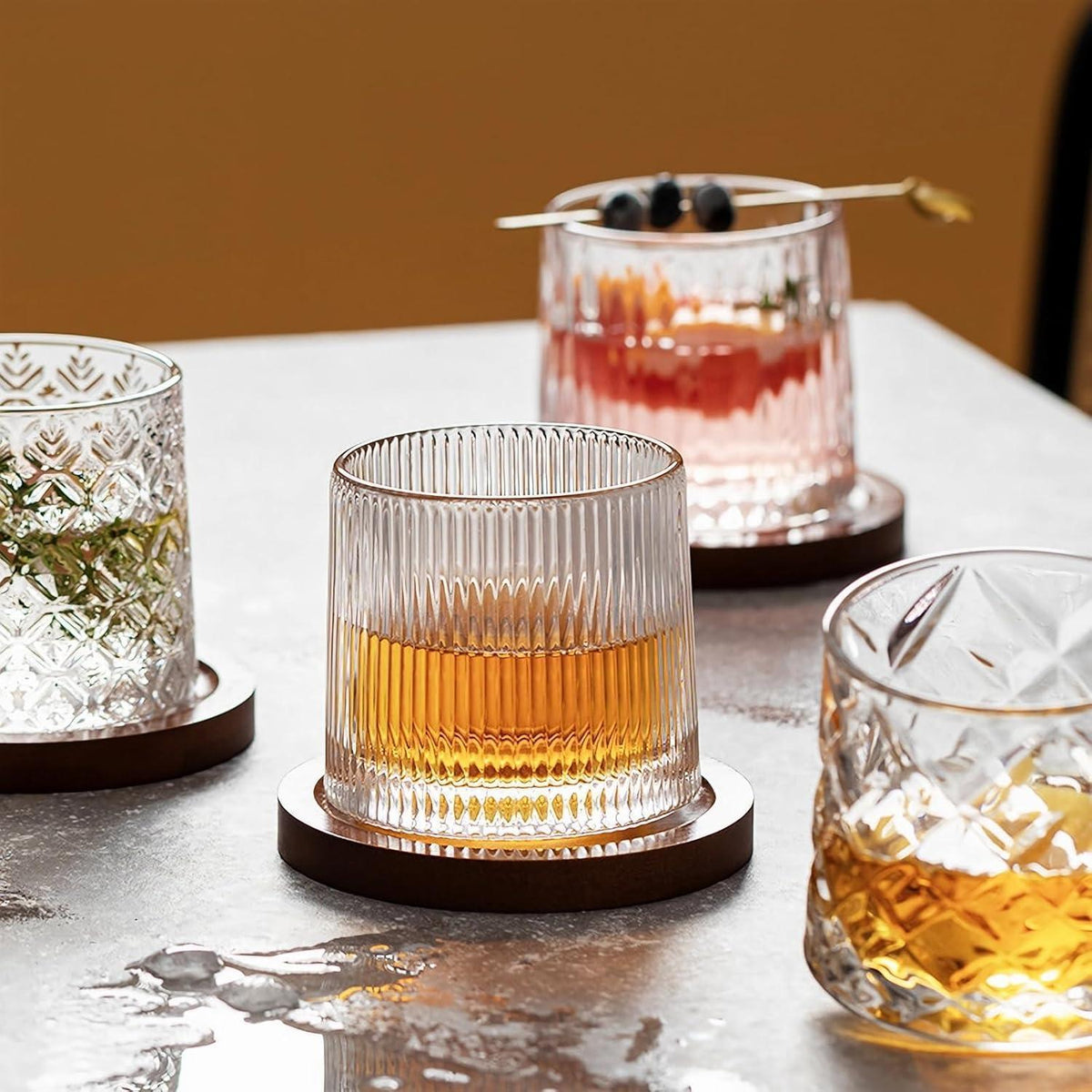 Kristall Whiskygläser 2er Set 160ml drehbar, bleifrei