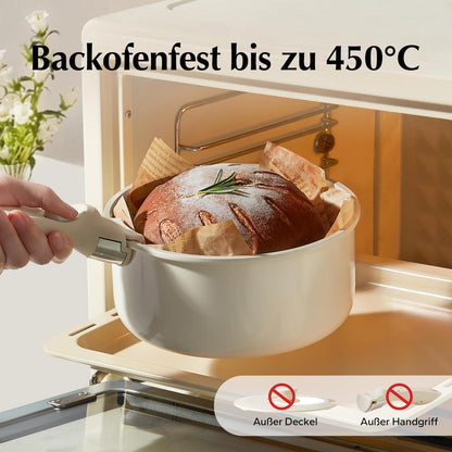 Topfset Keramik Antihaft 16/18/20cm mit Abnehmbaren Griffen