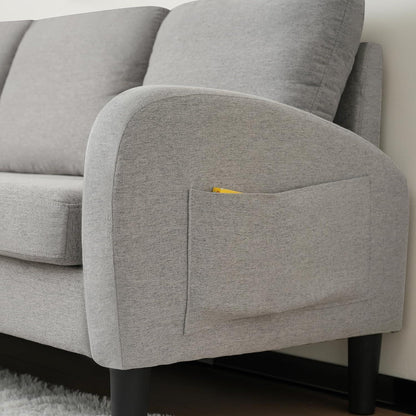 L-förmiges Ecksofa Grau – 3-Sitzer Sofa für Wohnzimmer