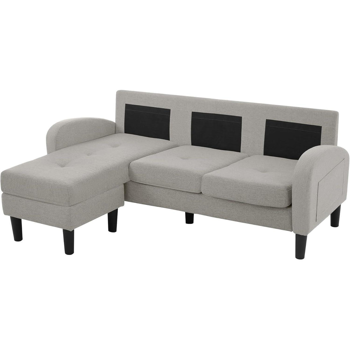 L-förmiges Ecksofa Grau – 3-Sitzer Sofa für Wohnzimmer