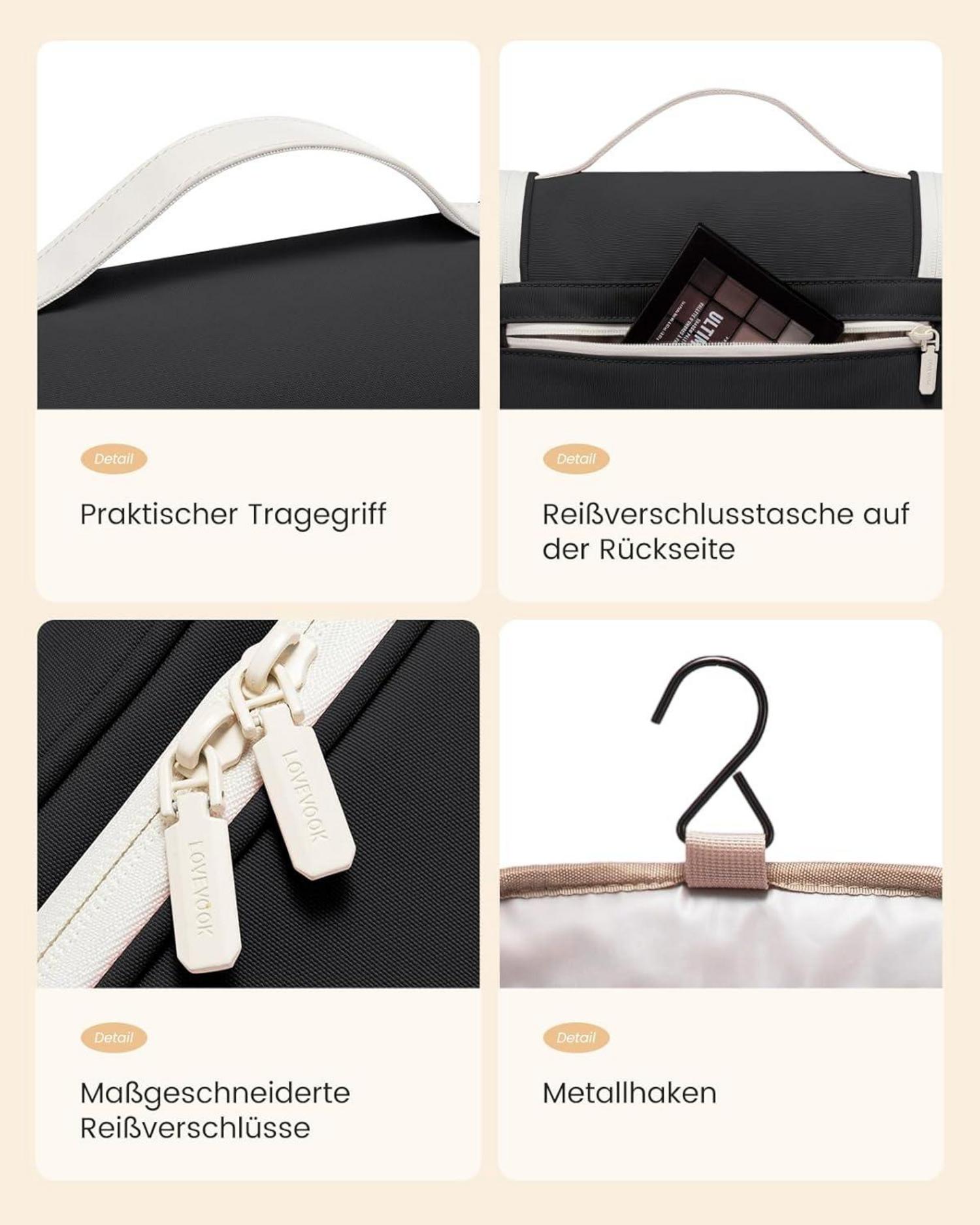Kulturbeutel Aufhängen Schwarz Wasserdicht Herren Damen