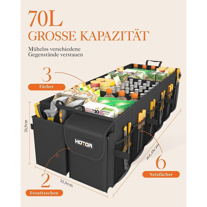 Faltbarer Kofferraum Organizer – 3 Fächer, Stabil & Groß