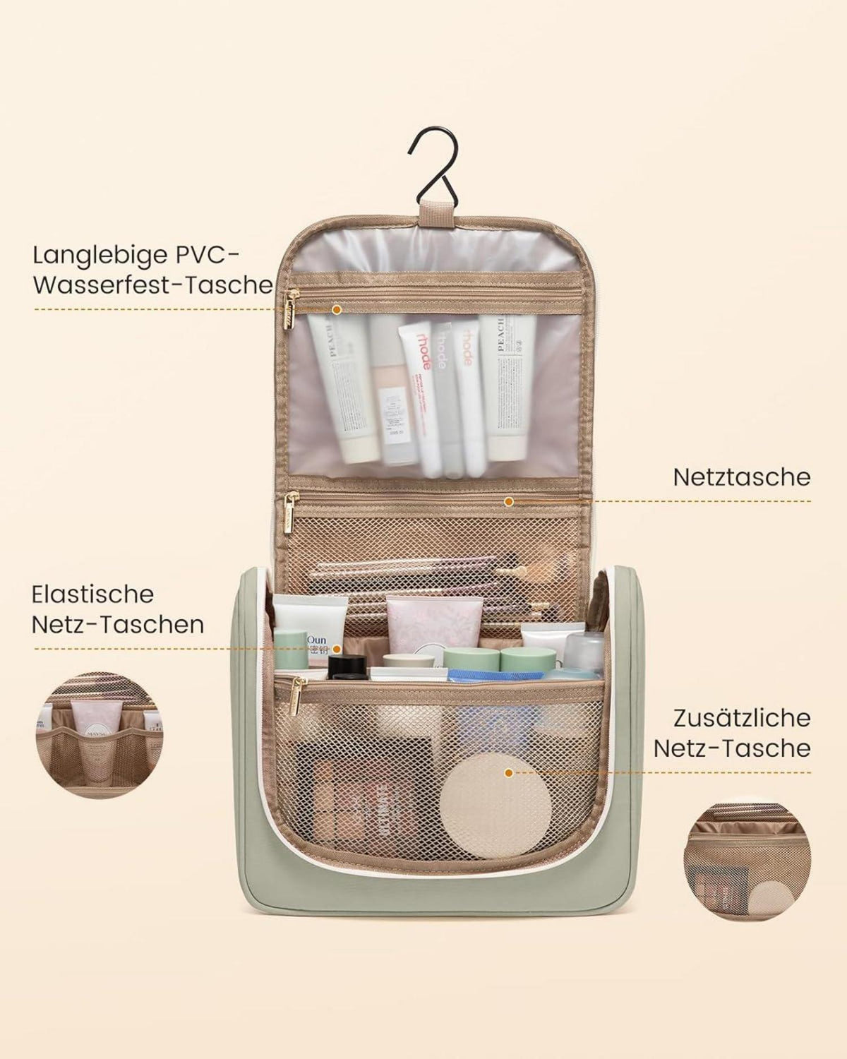 Kulturbeutel zum Aufhängen Wasserdicht Groß Waschtasche Kosmetiktasche Makeup