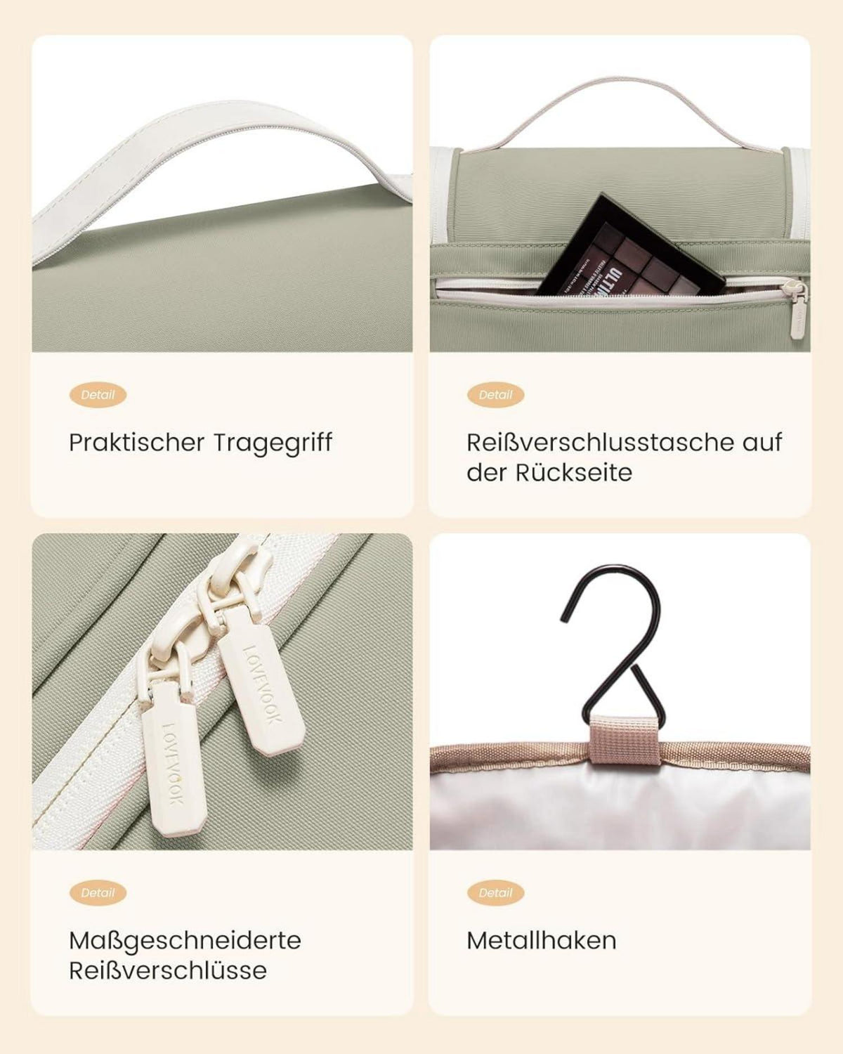 Wasserdichter Kulturbeutel zum Aufhängen für Damen, Großes Waschtasche
