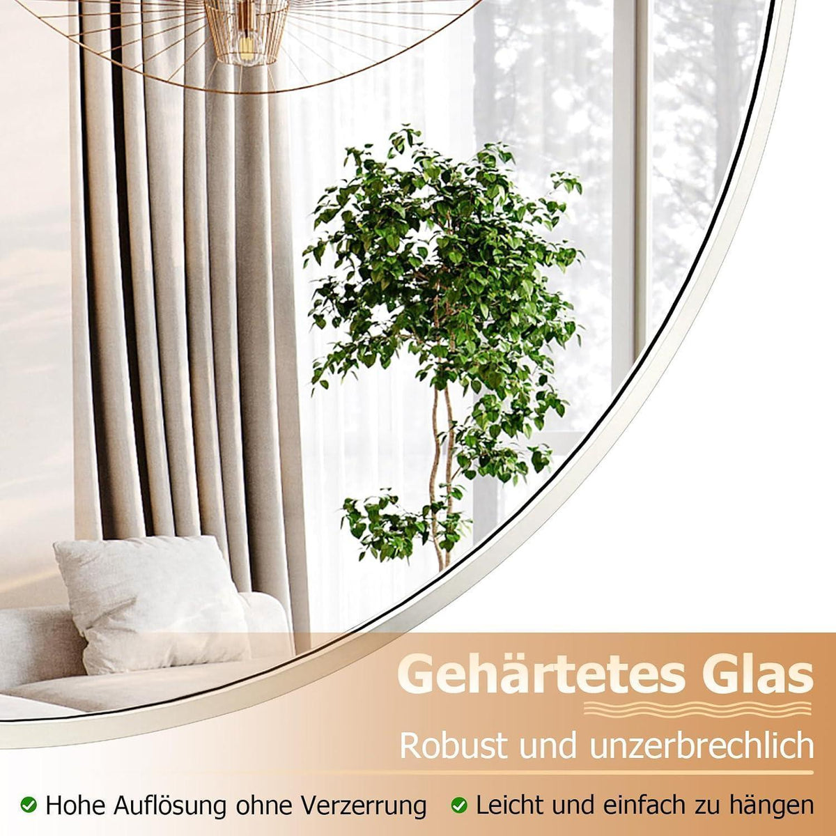 Runder Wandspiegel 106cm Aluminium Silber – Modern & Elegant