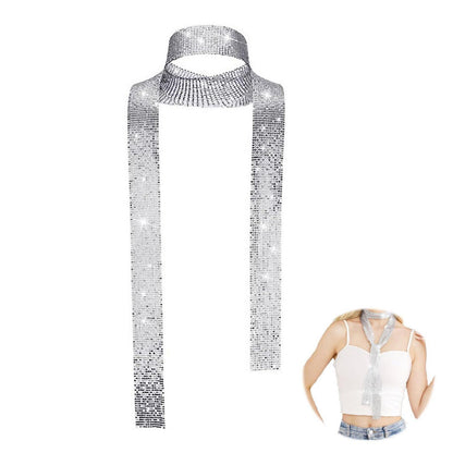 Schal Damen Pailletten Silber Lang Elegant Abendparty Hochzeit