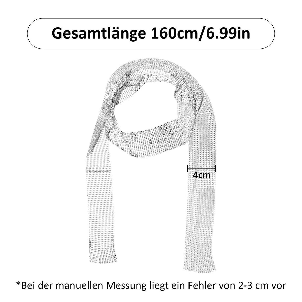 Schal Damen Pailletten Silber Lang Elegant Abendparty Hochzeit