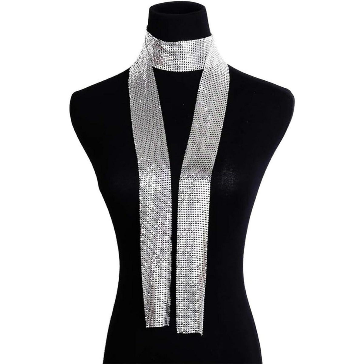Schal Damen Pailletten Silber Lang Elegant Abendparty Hochzeit