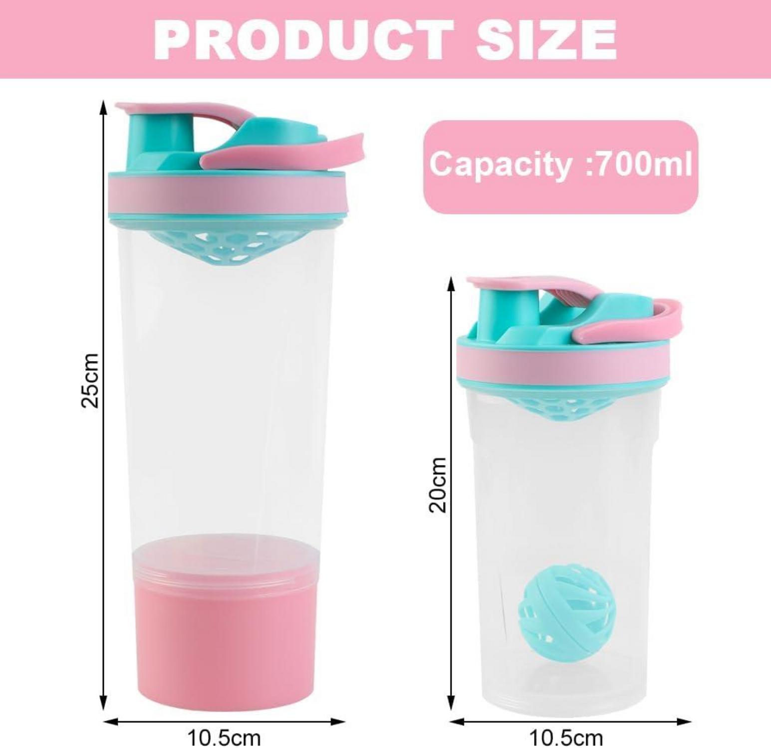 Protein Shaker 700ml mit Kugel, Sieb & Mess-Skala