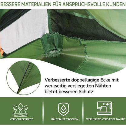4 Personen Kuppelzelt wasserdicht leicht kompakt grün