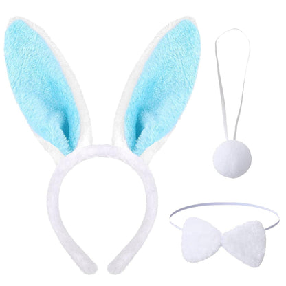 Hasenohren Haarreif Set Blau Plüsch Ostern Karneval Cosplay