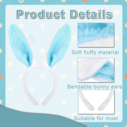 2er Set Plüsch Hasenohren Stirnband Ostern Party Zubehör Blau