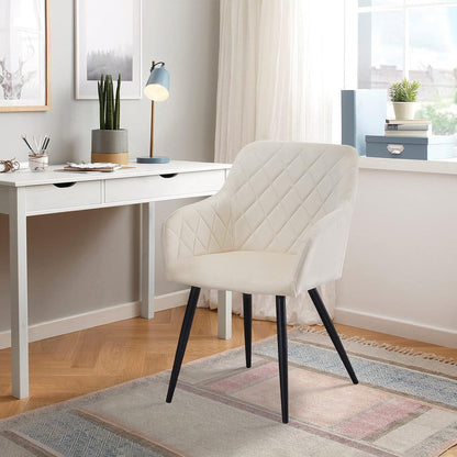 Samt Esszimmerstuhl mit Armlehnen, Creme
