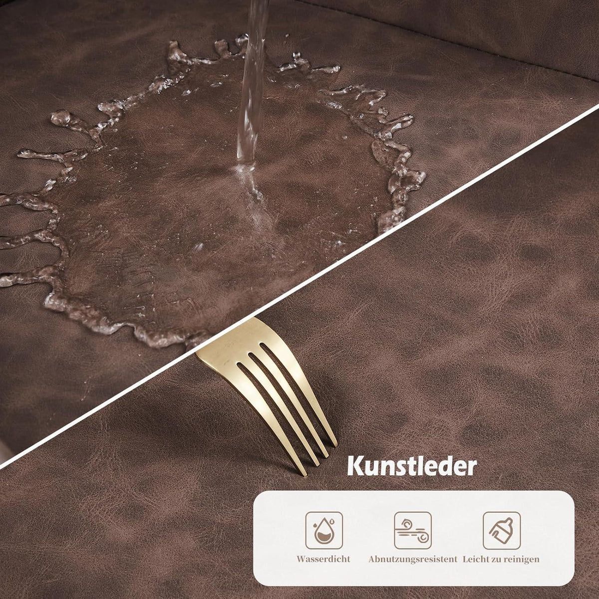 Bequemer Esszimmerstuhl mit Armlehnen Braun in Lederoptik