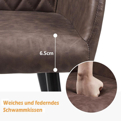 Bequemer Esszimmerstuhl mit Armlehnen Braun in Lederoptik