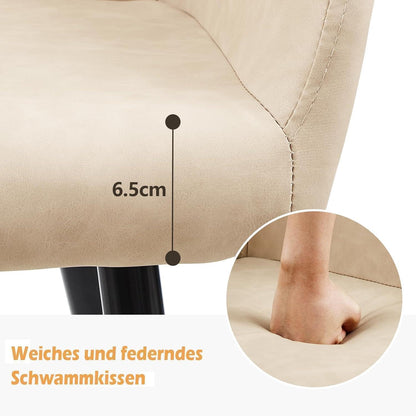 Esszimmerstuhl mit Armlehnen, Creme Beige in Lederoptik