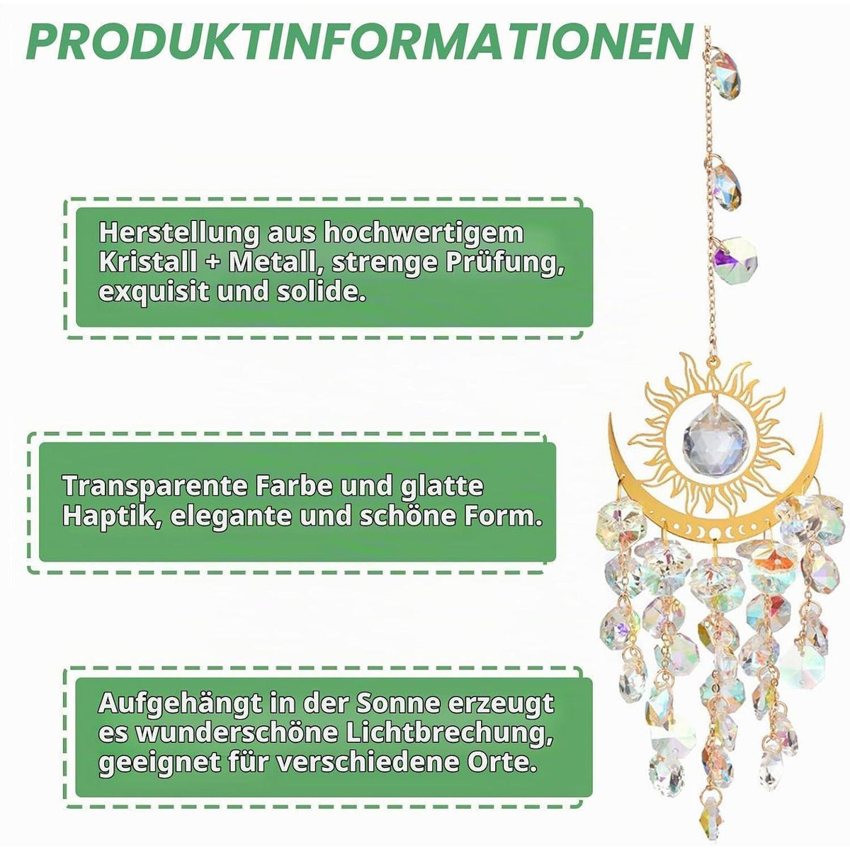 Kristall Sonnenfänger Anhänger Regenbogen – Dekoration für Fenster & Garten