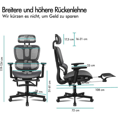 ALFORDSON Ergonomischer Bürostuhl mit 3D-Verstellbarer