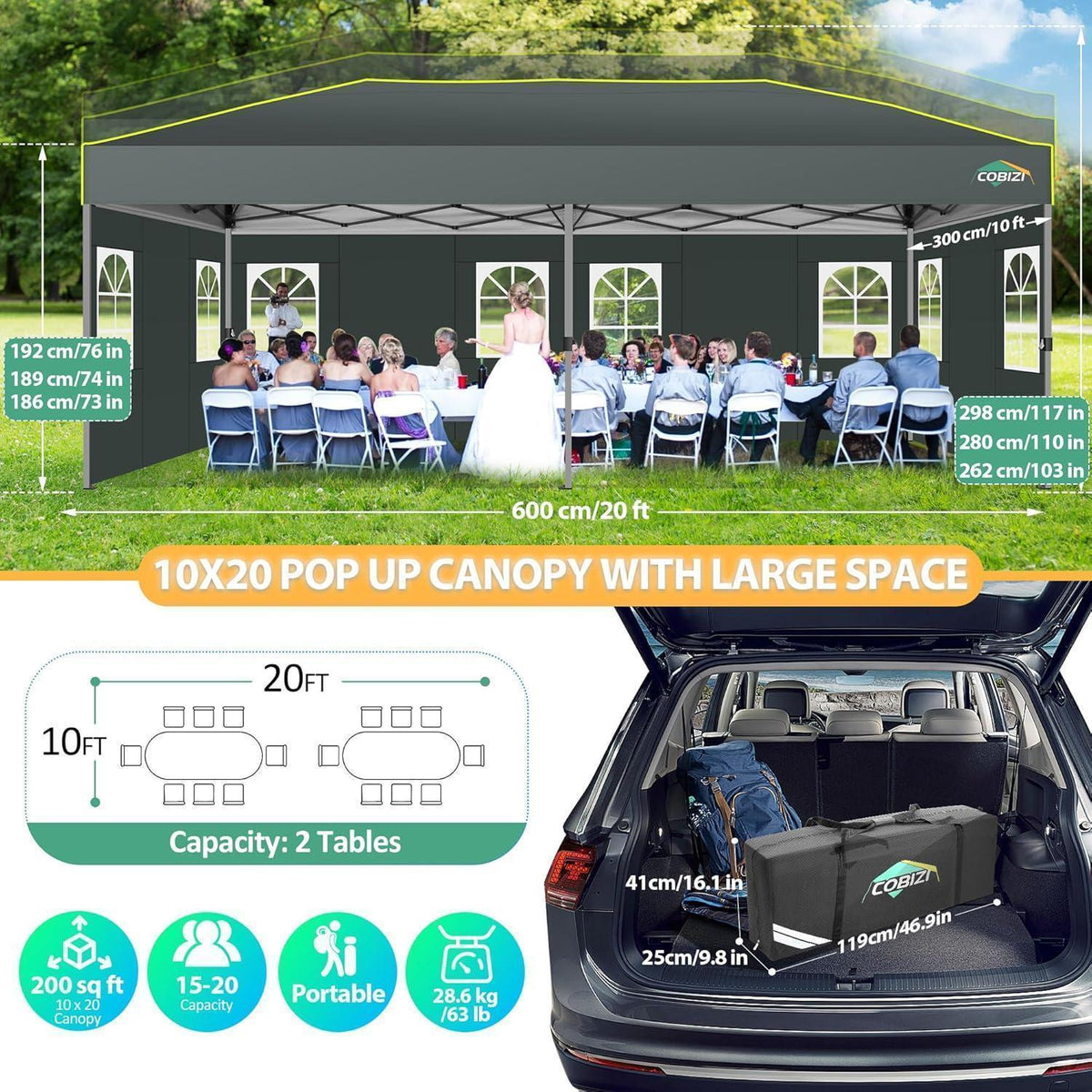 Faltpavillon 3x6m mit Seitenwänden – Partyzelt & Marktzel