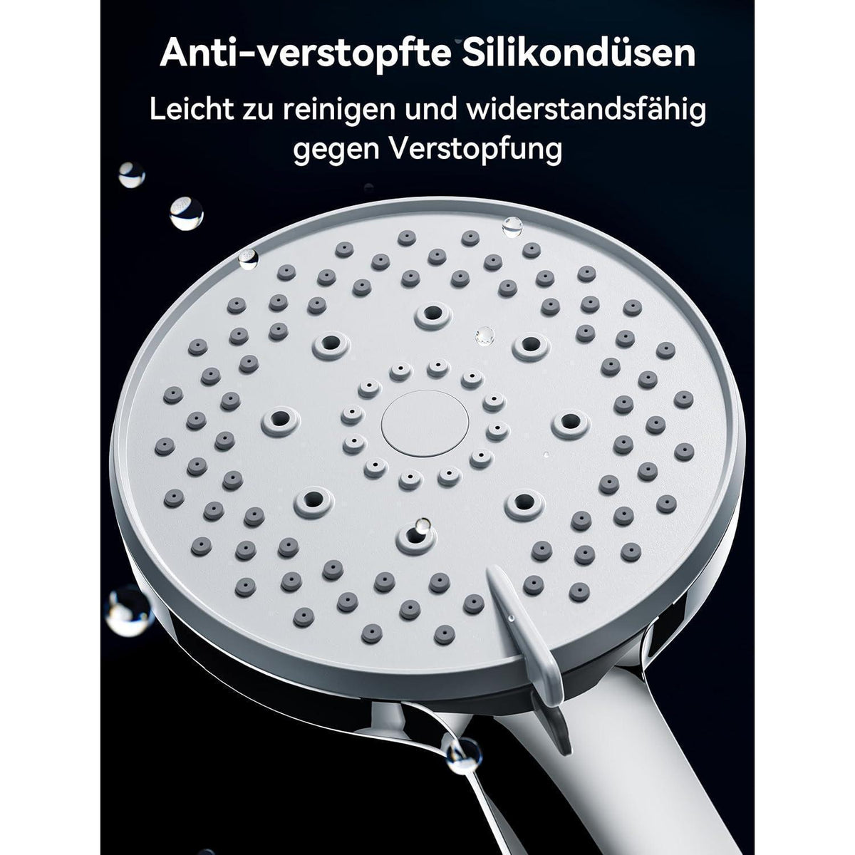Duschkopf Hochdruck mit 5 Strahlarten, Silber