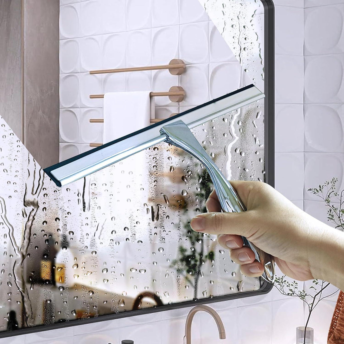 Duschabzieher Edelstahl Silber 30cm Selbstklebe Haken Badezimmer