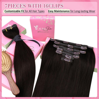 Clip-in Echthaar Extensions Braun 40 cm – Remy Haar, 120g