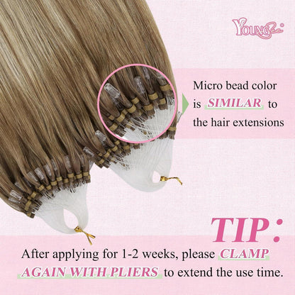 Echthaar Micro Ring Extensions Ombre Braun Blond 40cm