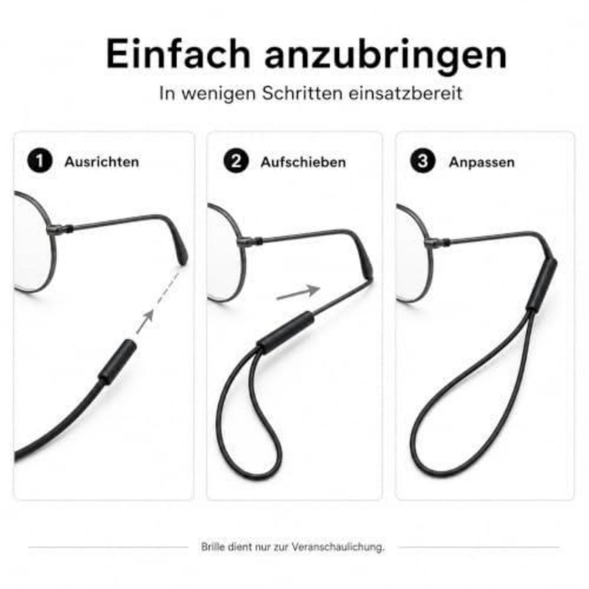 6x Brillenband Silikon, Verstellbar & Rutschfest