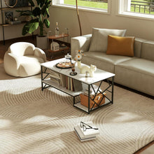 Moderner Couchtisch Marmor-Design Weiß Groß Stauraum