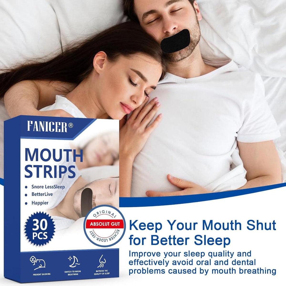 30 Stück Mouth Tape Anti-Schnarch Mundband Schlaf Schnarchstopper