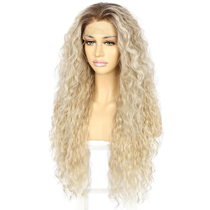 Lockige Blond Lace Front Perücke – Synthetisch & Hitzebeständig 26 Zoll