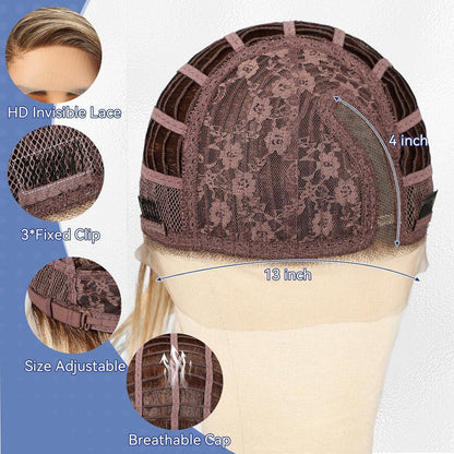 Braune Bob-Perücke mit Lace Front – 25 cm, T-Teil