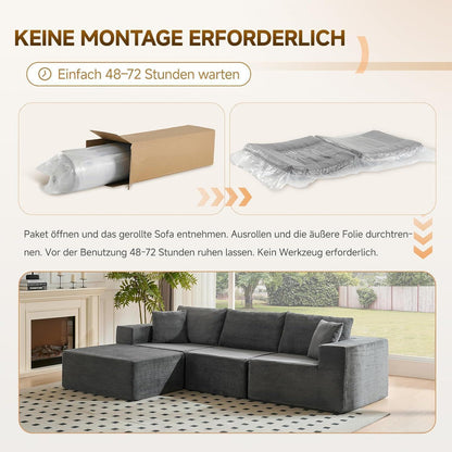 Großes Ecksofa 275cm mit Schlaffunktion & Ottomane