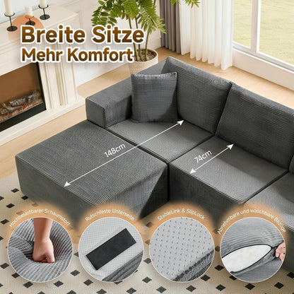 Großes Ecksofa 275cm mit Schlaffunktion & Ottomane