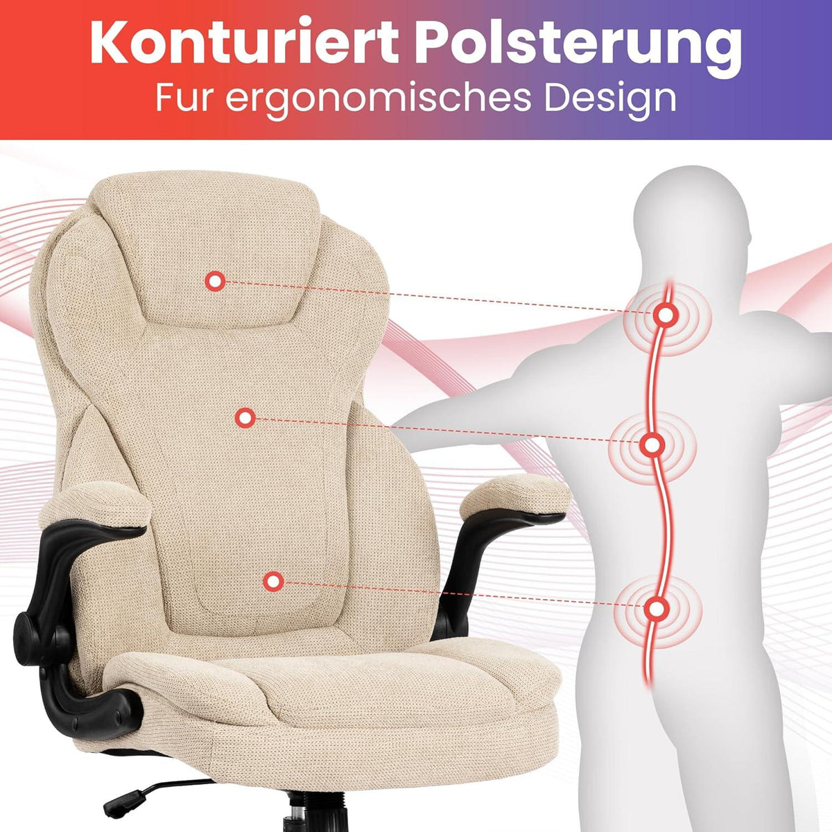 Bürostuhl Fantasylab Leinen 180KG belastbar hohe Rückenlehne extra breiter Sitz