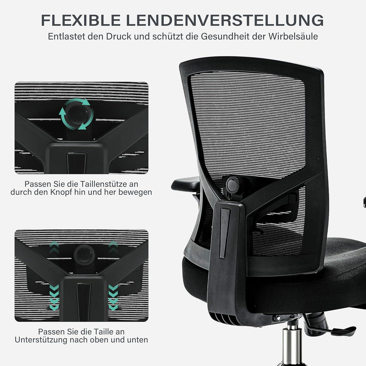 Blue Whale Bürostuhl ergonomisch hoch 200KG Mesh 4D Armlehnen