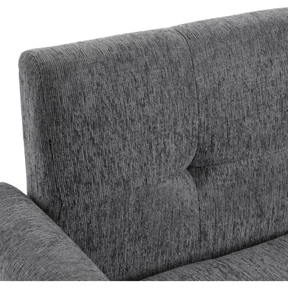 Schlafsofa Grau, 2-Sitzer Couch mit Kissen & Massivholzfüßen