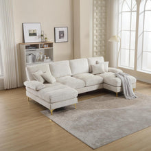 Modernes Ecksofa U-Form mit Liegepositionen, Beige