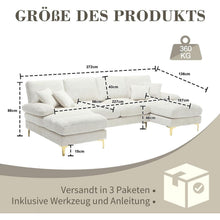Modernes Ecksofa U-Form mit Liegepositionen, Beige
