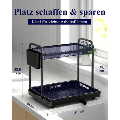 2-stufiges Edelstahl Abtropfgestell mit Besteckhalter