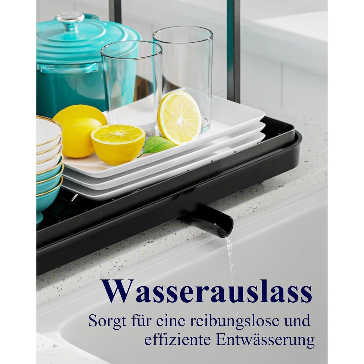 2-stufiges Edelstahl Abtropfgestell mit Besteckhalter