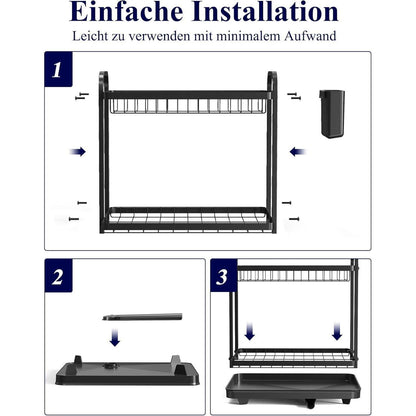 2-stufiges Edelstahl Abtropfgestell mit Besteckhalter