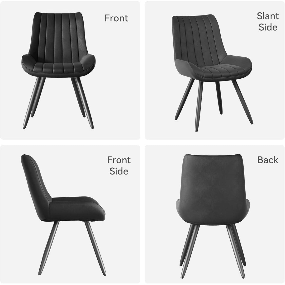 Moderner Esszimmerstuhl gepolstert – 6er Set Schwarz
