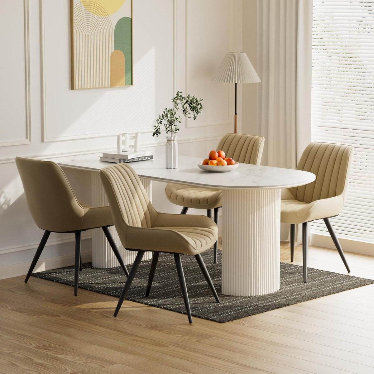 Moderner Esszimmerstuhl gepolstert – Beige, 4er Set