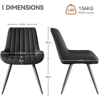 Moderner Esszimmerstuhl gepolstert – 2er Set Schwarz
