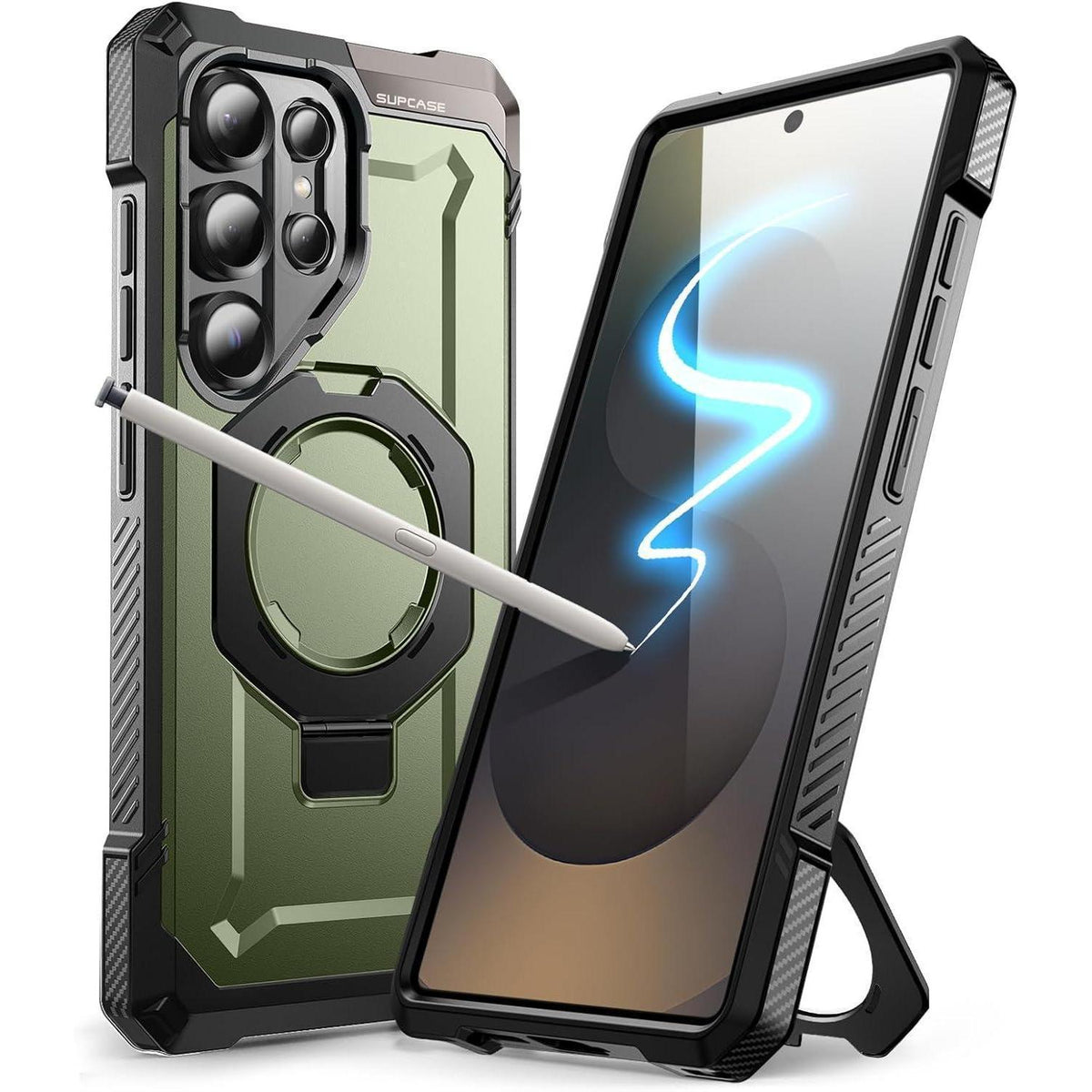 Samsung Galaxy S25 Ultra Hülle mit Ringständer und MagSafe (Grün)